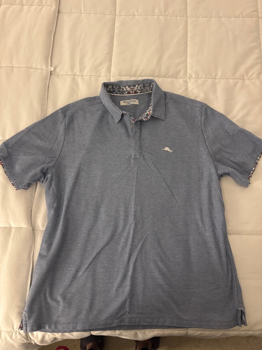 Tommy Bahama Blue Polo with Contrast Trim